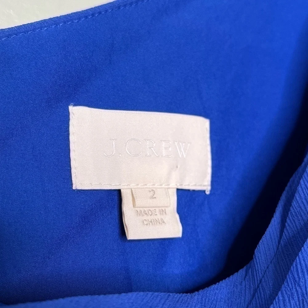 J. Crew 100% Silk Chiffon Kylie One Shoulder Mini‎ Dress Blue Women’s Size 2